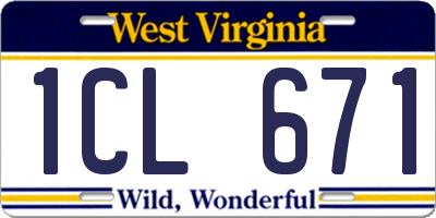 WV license plate 1CL671