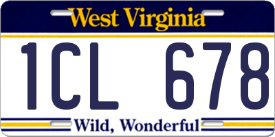 WV license plate 1CL678