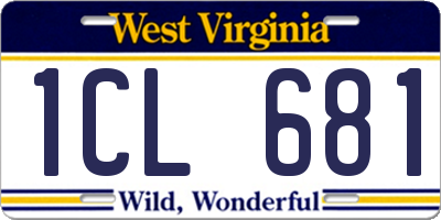 WV license plate 1CL681