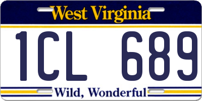 WV license plate 1CL689