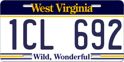 WV license plate 1CL692