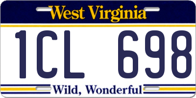 WV license plate 1CL698