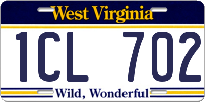 WV license plate 1CL702