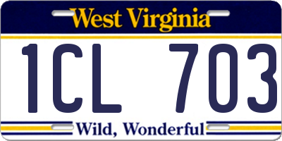 WV license plate 1CL703