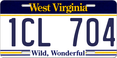 WV license plate 1CL704