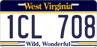 WV license plate 1CL708