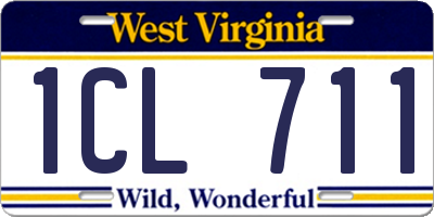 WV license plate 1CL711