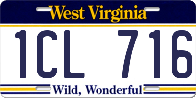 WV license plate 1CL716