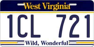 WV license plate 1CL721