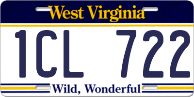 WV license plate 1CL722