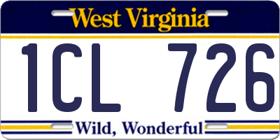 WV license plate 1CL726