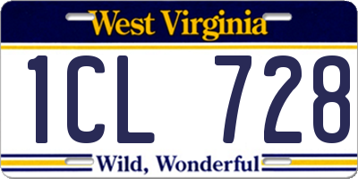 WV license plate 1CL728