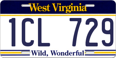 WV license plate 1CL729