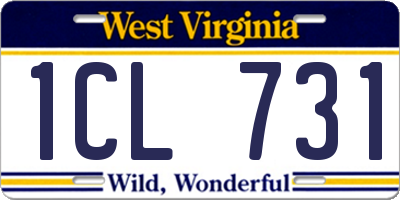 WV license plate 1CL731