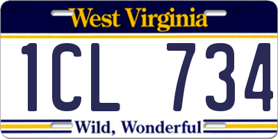 WV license plate 1CL734