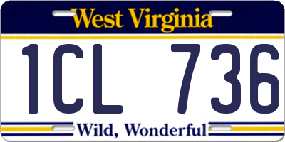 WV license plate 1CL736