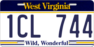 WV license plate 1CL744