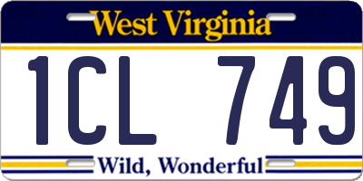 WV license plate 1CL749