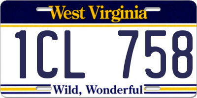 WV license plate 1CL758