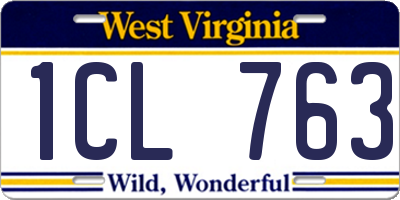 WV license plate 1CL763