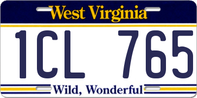 WV license plate 1CL765
