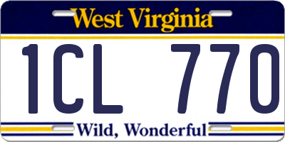 WV license plate 1CL770