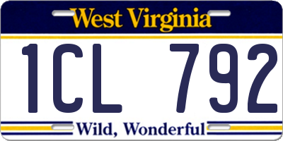 WV license plate 1CL792