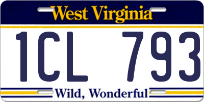 WV license plate 1CL793