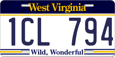 WV license plate 1CL794