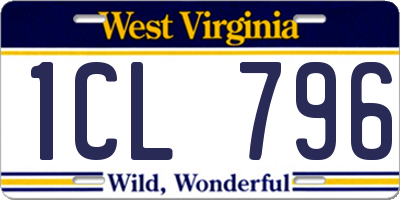 WV license plate 1CL796