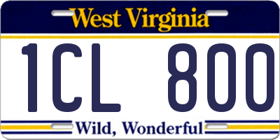 WV license plate 1CL800