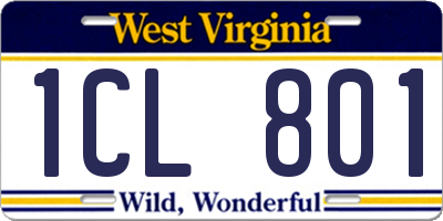 WV license plate 1CL801