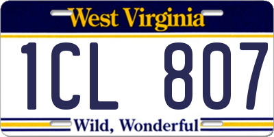WV license plate 1CL807