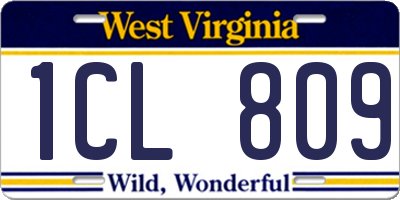 WV license plate 1CL809