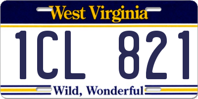 WV license plate 1CL821