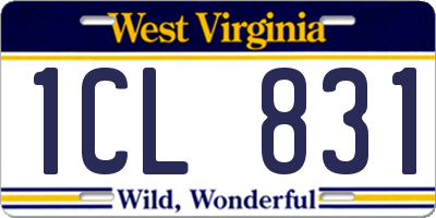 WV license plate 1CL831