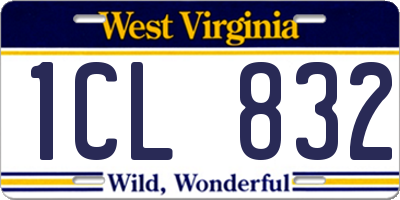 WV license plate 1CL832
