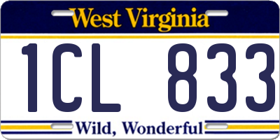 WV license plate 1CL833