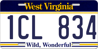 WV license plate 1CL834