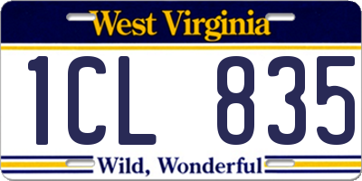 WV license plate 1CL835