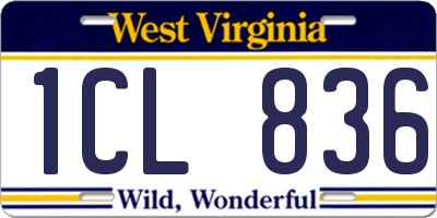 WV license plate 1CL836