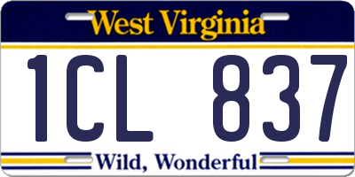 WV license plate 1CL837