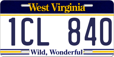 WV license plate 1CL840