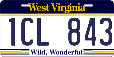 WV license plate 1CL843
