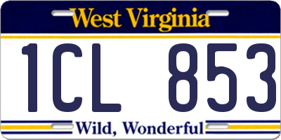 WV license plate 1CL853