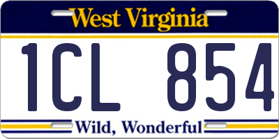 WV license plate 1CL854