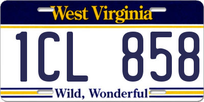 WV license plate 1CL858