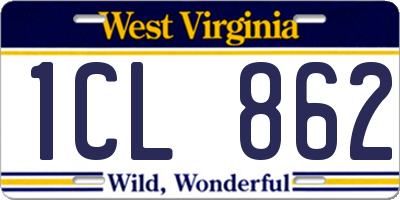 WV license plate 1CL862