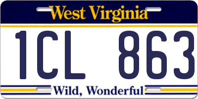 WV license plate 1CL863