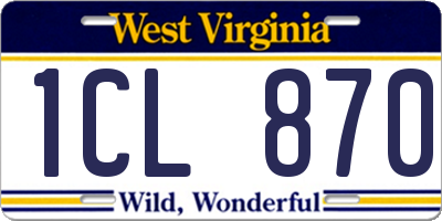 WV license plate 1CL870